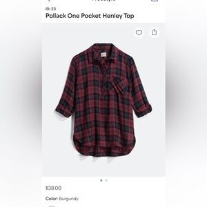 Burgundy Plaid Henley Top